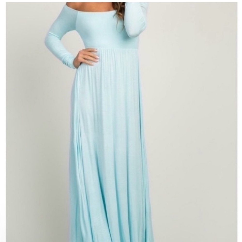 Small blue pink blush maternity dress